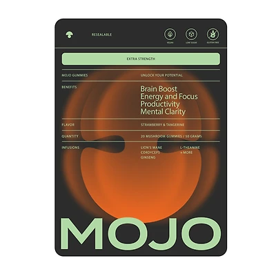 Mojo Extra Strength Gummies Vegan - Strawberry & Tangerine, 20 (20 Servings)