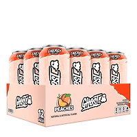 GHOST Energy Drink Vitamin B - Peaches 16 Fl Oz. (12 Cans) Zero Sugar