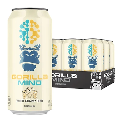 Gorilla Mind Energy Drink - White Gummy Bear 16 Oz. (12 Cans)