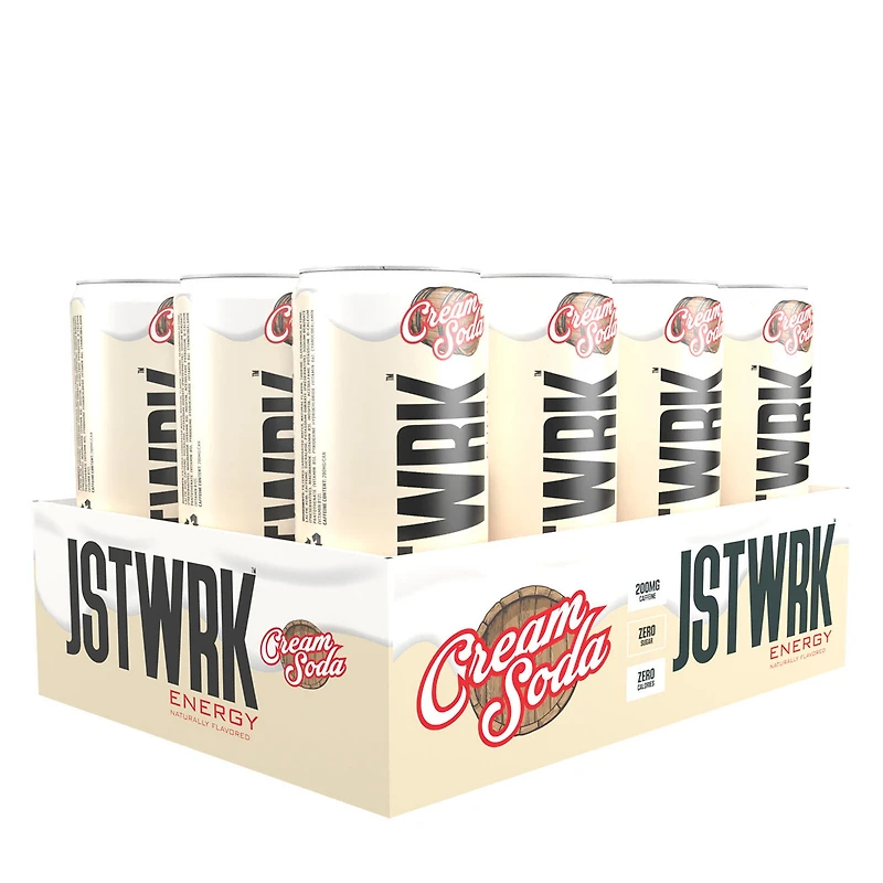 Jst Wrk Energy Drink - Cream Soda 12 Fl Oz (12 Cans)