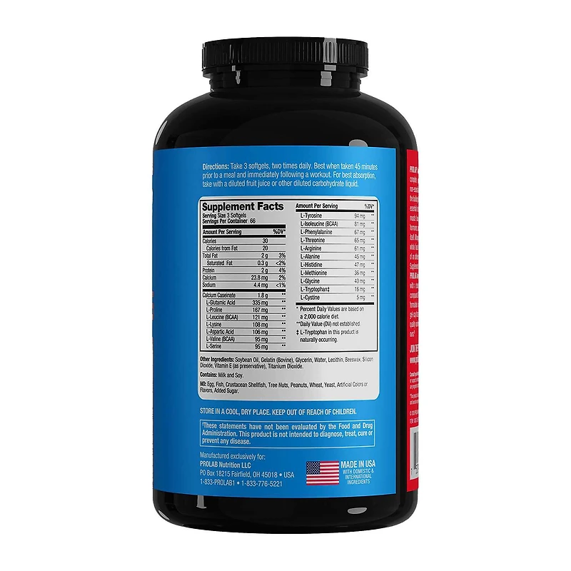 Amino Gel - Caps - 200 Softgels (66 Servings)