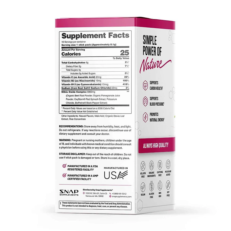 Nitric Oxide Organic Beets Stick Packs - 10 Stick Packs (10 Servings)