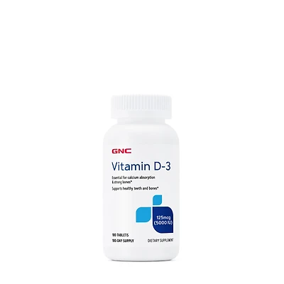 Vitamin D3 Tablets - 125 mcg (5000 IU) - 180 Tablets (180 Servings)