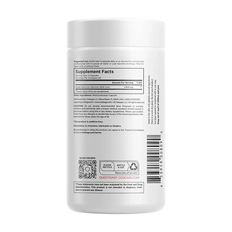 Grass-Fed Beef Liver - 180 Capsules (60 Servings)