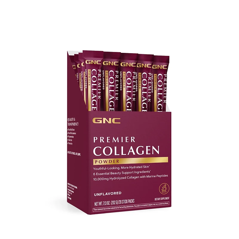 GNC Premier Collagen Powder Vitamin C - Unflavored (20 Stick Packs)