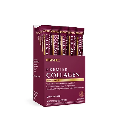 GNC Premier Collagen Powder Vitamin C - Unflavored (20 Stick Packs)