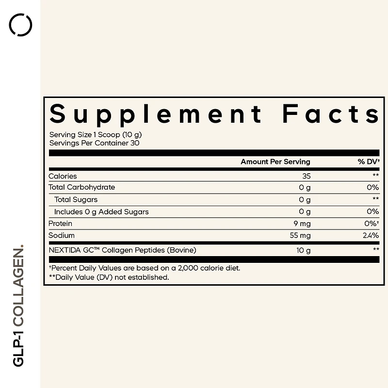 GLP-1 Collagen Peptides - Unflavored - 10.58 oz (30 Servings)