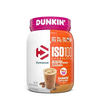 Dymatize Iso100 Whey Protein Isolate - Dunkin' Cappuccino (20 Servings) 1.3 lbs.