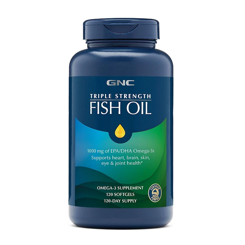 GNC Triple Strength Fish Oil 1000Mg - 120 Softgels (120 Servings)
