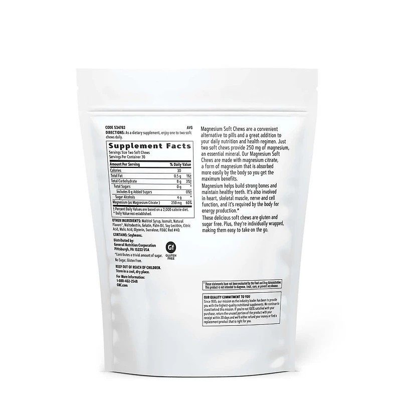 Magnesium 250mg - Strawberry - 60 Soft Chews (30 Servings)