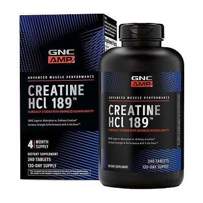 GNC AMP Creatine Hcl 189 Healthy - 240 Tablets (120 Servings)