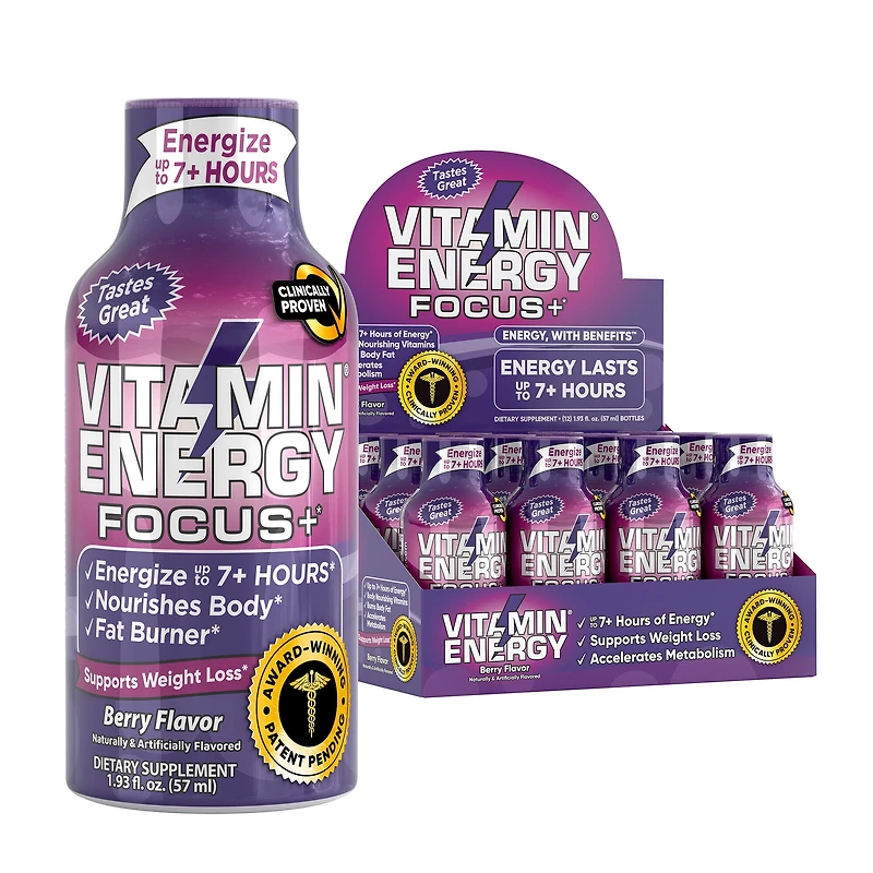 Vitamin Energy Focus + with Benefits - Berry 1.93 Oz. (12 Bottles)