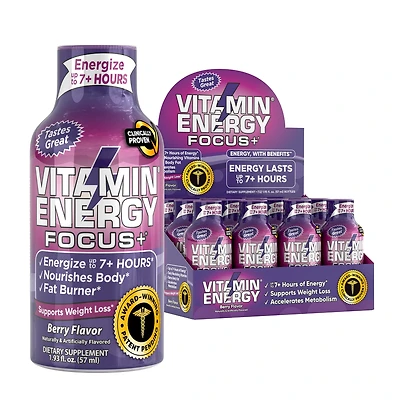 Vitamin Energy Focus + with Benefits - Berry 1.93 Oz. (12 Bottles)