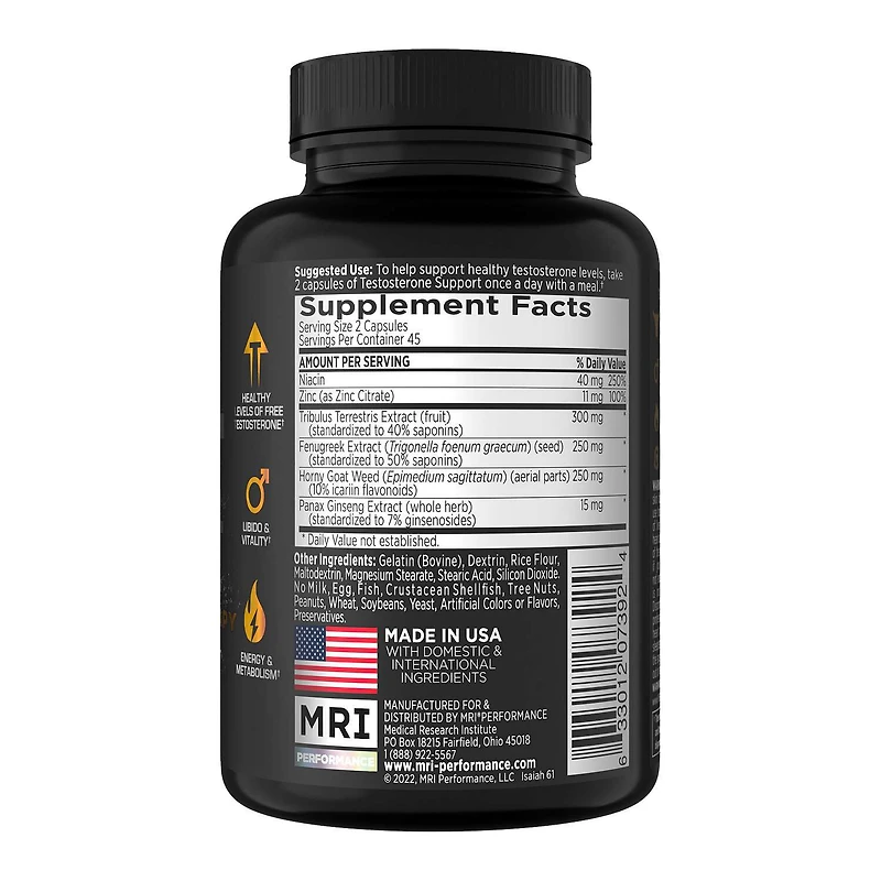 TRT Support - Testosterone Replacement Therapy - 90 Capsules (45 Servings)