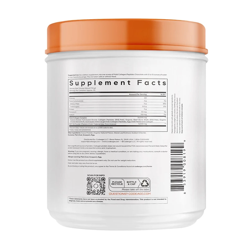Multi Collagen Peptides Powder - Chocolate - 18.17 oz. (30 Servings)