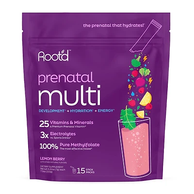 Root'd Prenatal Multi - Electrolyte Multivitamin Drink Mix 15 Packets (15 Servings)