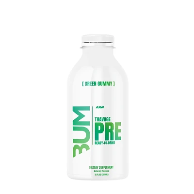 Raw Nutrition Thavage Preworkout Rtd - Green Gummy 12 Oz. (12 Bottles) Zero Sugar