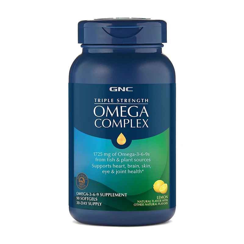 GNC Triple Strength Omega Complex - Lemon 90 Softgels (30 Servings)