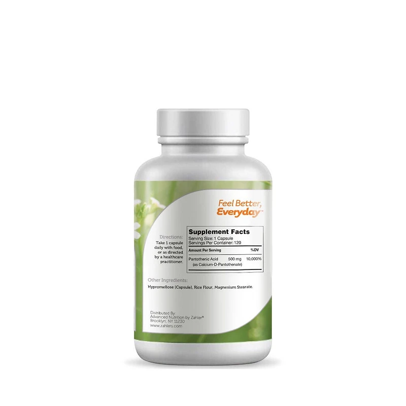 Pantothenic Acid 500 mg - 120 Capsules (120 Servings)