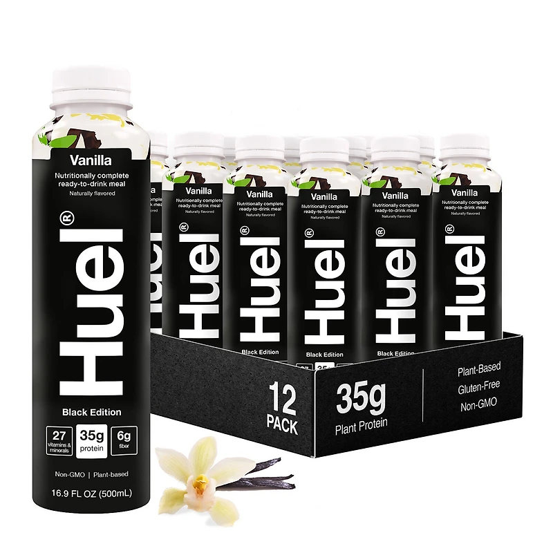 Huel Black Edition Rtd High-Protein Meal - Vanilla 16.9 Fl Oz (12 Bottles)