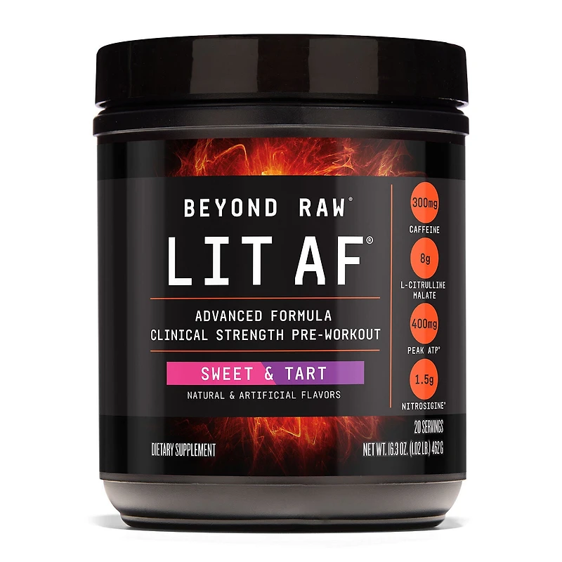 Beyond Raw Lit Af Pre-Workout - Sweet and Tart (20 Servings)