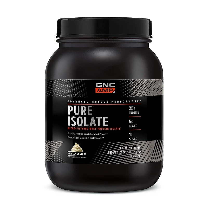 GNC AMP Pure Isolate Whey Protein - Vanilla Custard (28 Servings)