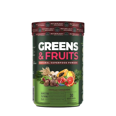 NDS Nutrition Greens & Fruits Natural Superfood Powder Vegan - Vanilla Cinnamon 11.4 Oz. (30 Servings)