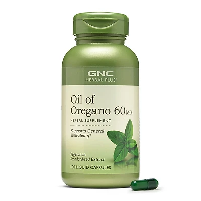 GNC Herbal Plus Oil Of Oregano 60 Mg - 100 Capsules (100 Servings)