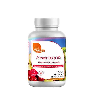 ZAHLER Junior D3 & K2 - 90 Tablets (90 Servings) Chewable