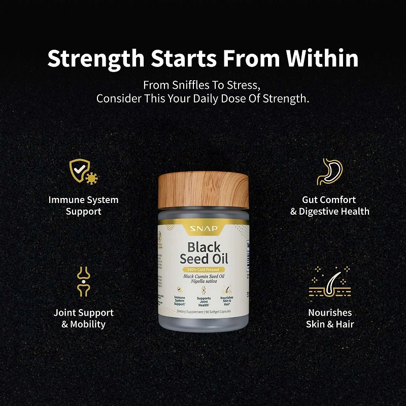 Cold Pressed Black Seed Oil - 90 Softgel Capsules (90 Servings)