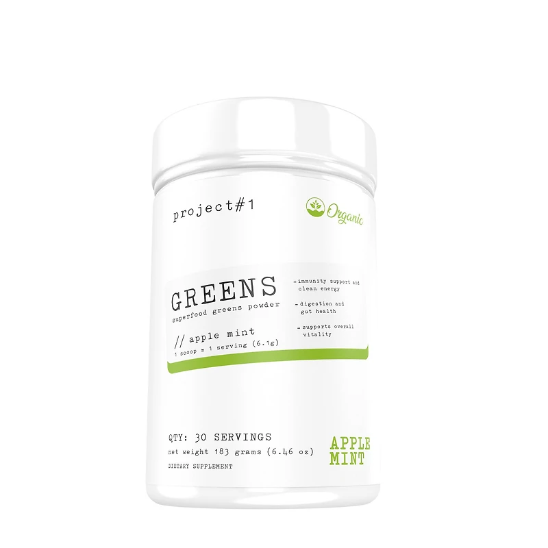 Project 1 Greens Superfood Vegan - Apple Mint 6.46 Oz. (30 Servings)