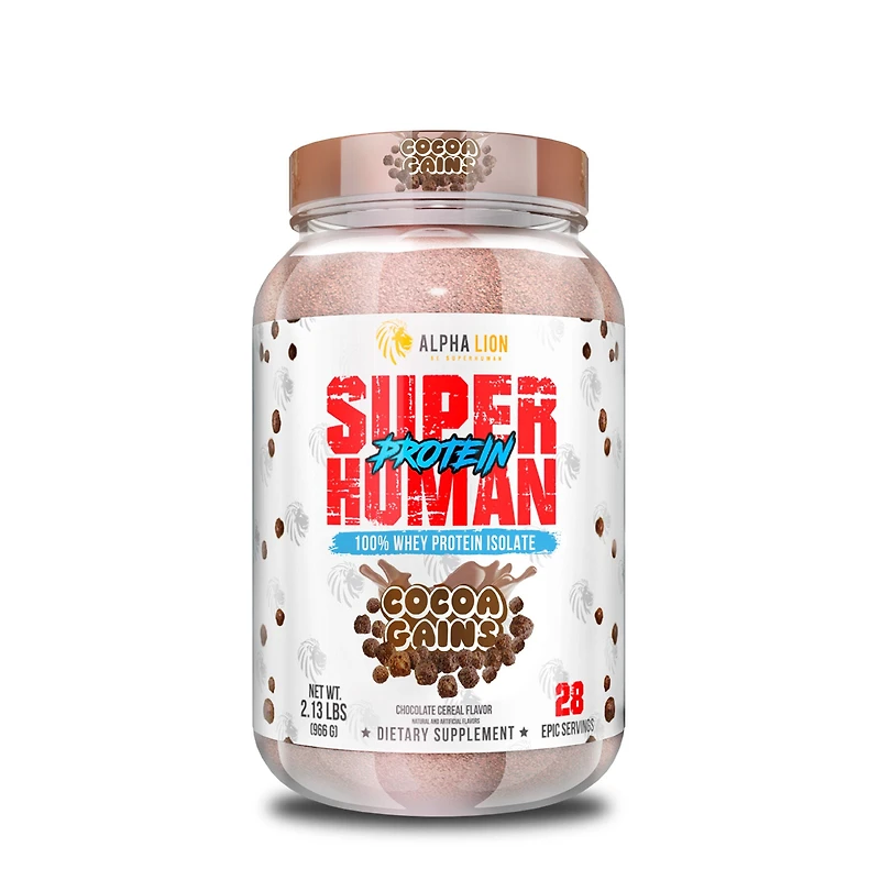 Alpha Lion Superhuman 100% Whey Protein Isolate - Cocoa Buffs Chocolate Cereal Flavor 28 Servings