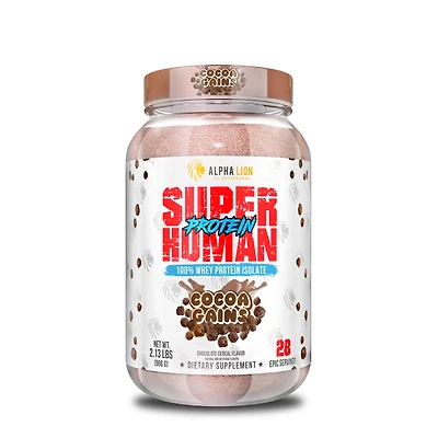 Alpha Lion Superhuman 100% Whey Protein Isolate - Cocoa Buffs Chocolate Cereal Flavor 28 Servings
