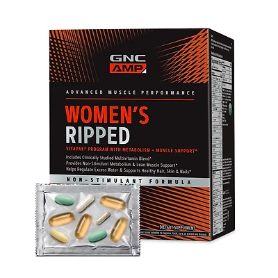 GNC AMP Women's Ripped Non-Stim Vitapak Program (30 Servings)