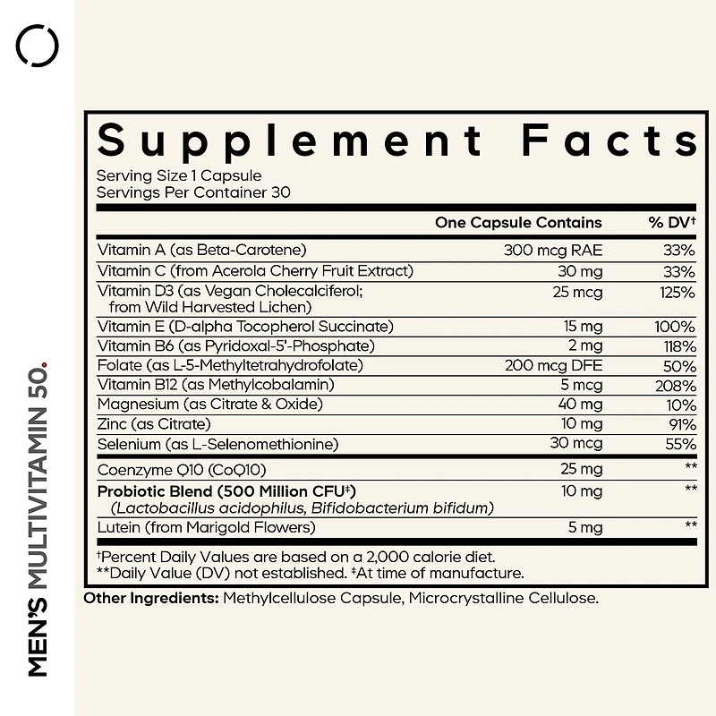 Men's Multivitamin 50+ - 30 Vegetable Capsules (30 Servings)