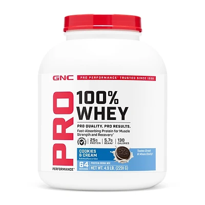 GNC Pro Performance 100% Whey Protein 2.0 Gluten-Free - Cookies & Cream (64 Servings)