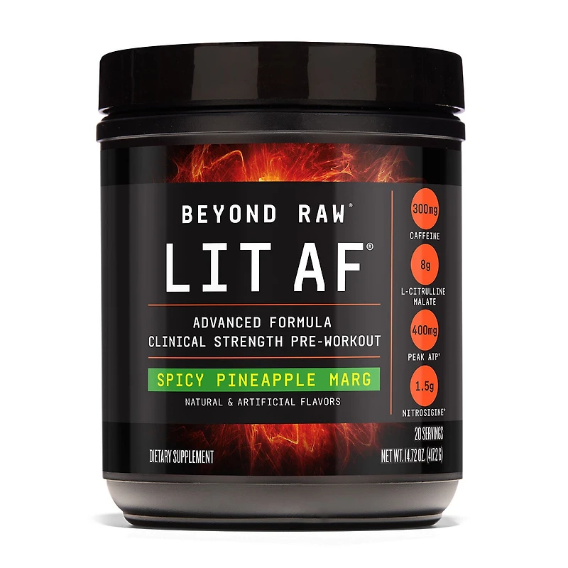 Beyond Raw Lit Af Pre-Workout - Spicy Pineapple Marg (20 Servings)