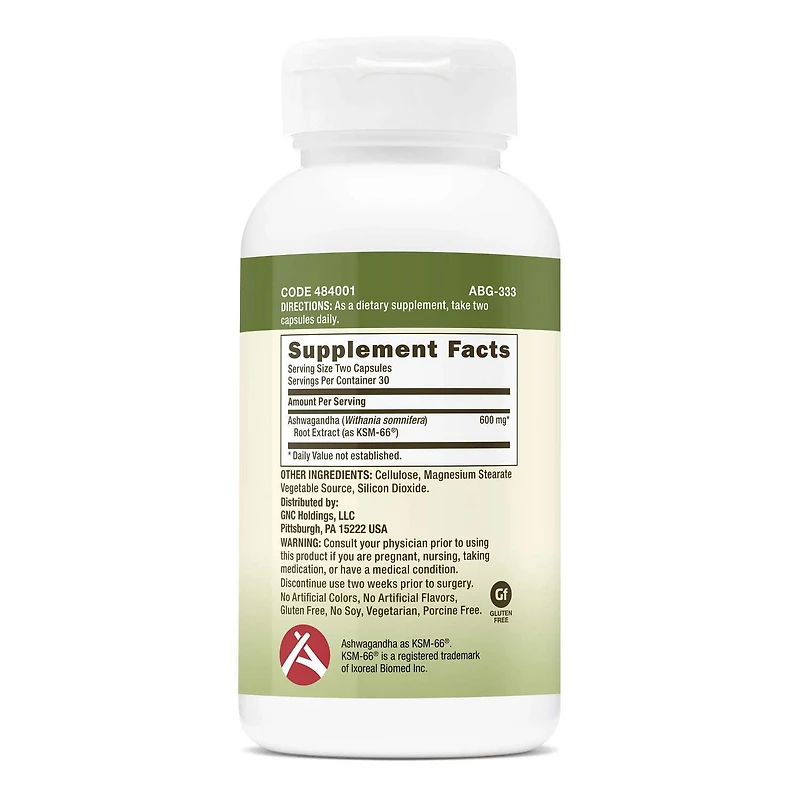 Ashwagandha 600mg - 60 Capsules (30 Servings)