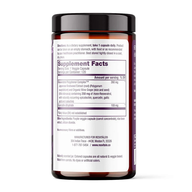 Resveratrol 250mg - 120 Vegetable Capsules (120 Servings)