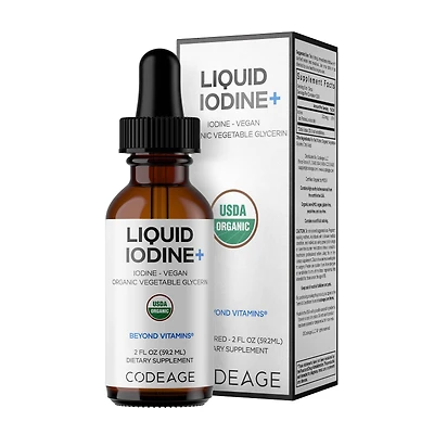 Codeage Liquid Iodine+ Vegan - Unflavored 2 Fl Oz. (1200 Servings)