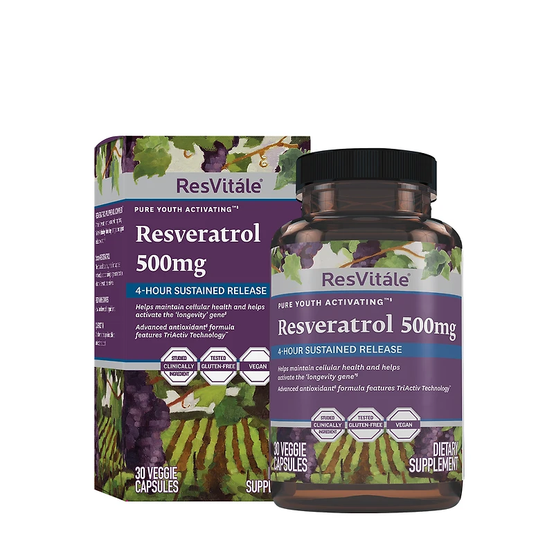ResVitále Resveratrol 500Mg - 30 Veggie Capsules (30 Servings)
