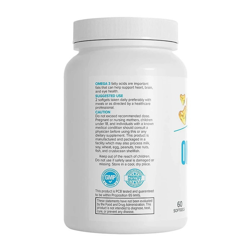 Omega 3 Fish Oil - 60 Softgels (30 Servings)