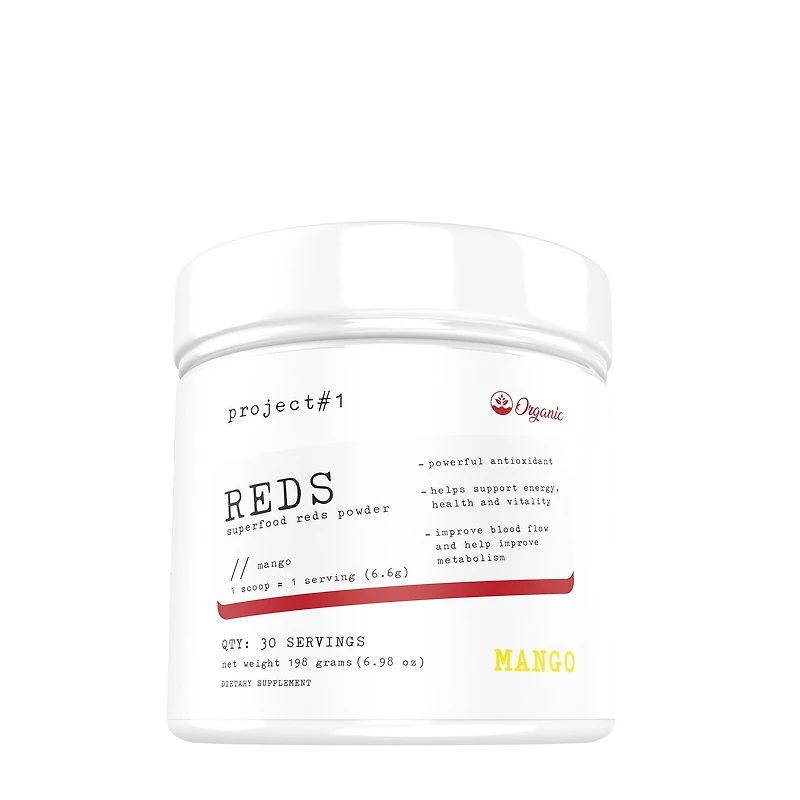 Project 1 Reds Superfood Vegan - Mango 6.98 Oz (30 Servings)
