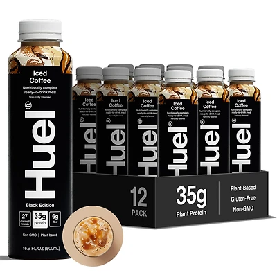 Huel Black Edition Rtd High-Protein Meal - Iced Coffee 16.9 Fl Oz (12 Bottles)