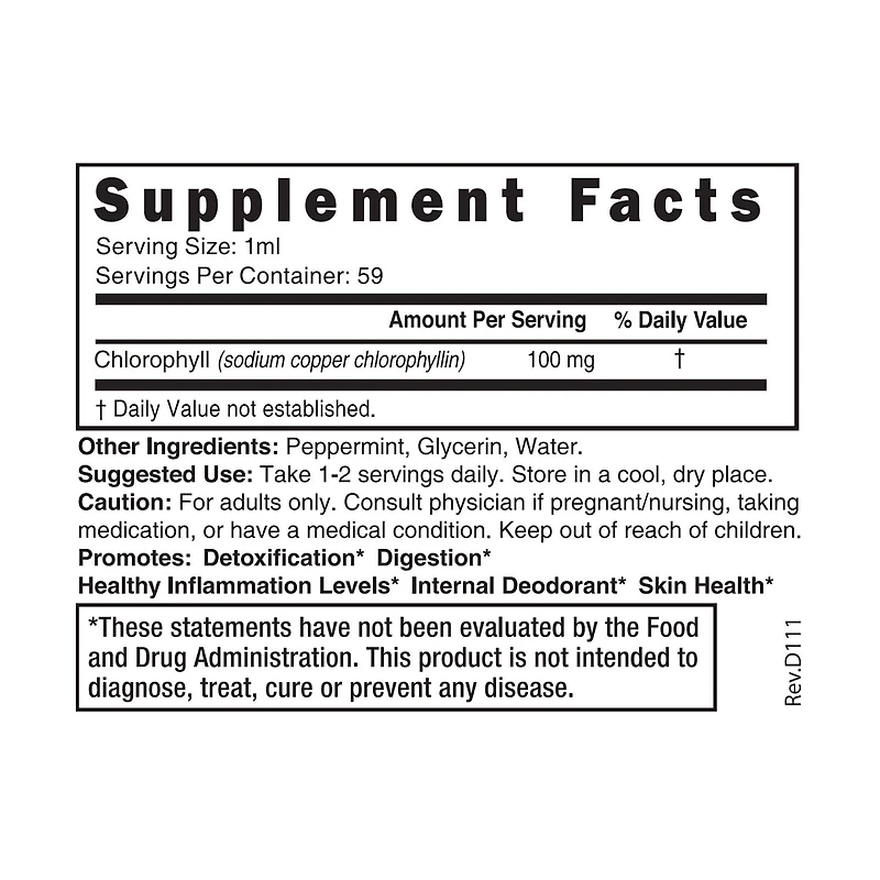 Chlorophyll 100mg - Peppermint - 2 oz. (59 Servings)