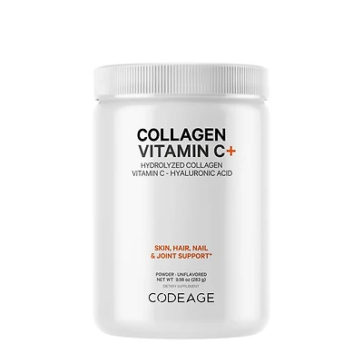 Codeage Hydrolyzed Collagen Peptides Powder + Hyaluronic Acid & Vitamin C Healthy - 9.98 Oz. (14 Servings)
