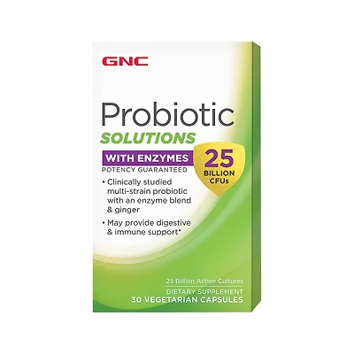 GNC Probiotic Solutions with Enzymes 25 Billion Cfus Healthy - 30 Capsules (30 Servings)