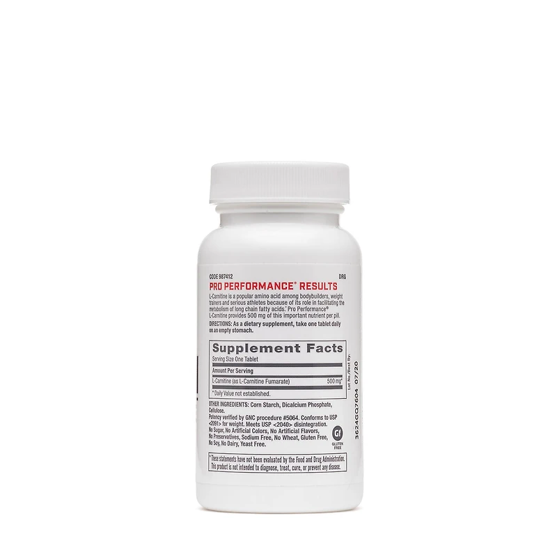 L-Carnitine 500mg - 60 Tablets (60 Servings)