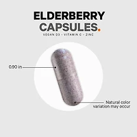 Elderberry Immune Complex - Daily Vitamin C Vegan D3 & Zinc Supplement - 90 Capsules (30 Servings)