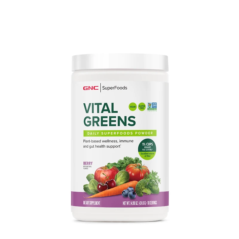 GNC SuperFoods Vital Greens Superfoods Powder Healthy - Berry 14.98Oz (30 Servings)